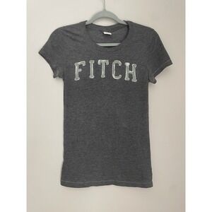 Abercrombie & Fitch M Baby Tee‎ Shirt Top Gray Fabric Letter Y2K Short Sleeve